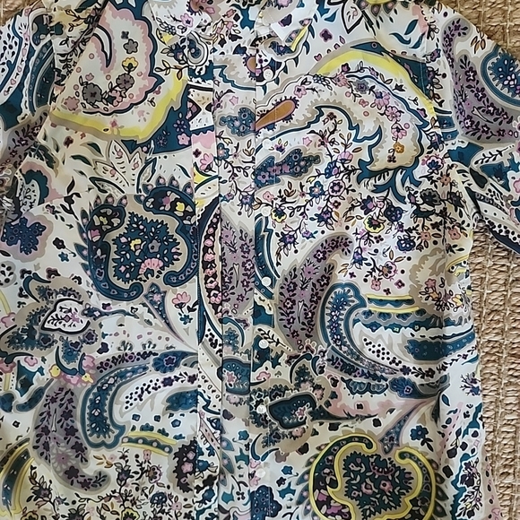 Talbots Blue and Purple Paisley Button Down Shirt - Picture 3 of 11